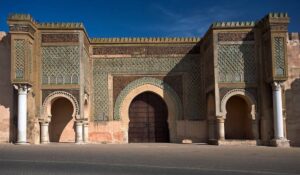 Bab el-Mansour gate decorated in Meknes, Morocco