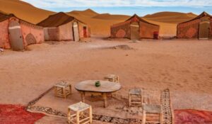 Camp in the morning in the desert Mhamid,Zagora, Morocco,North Africa