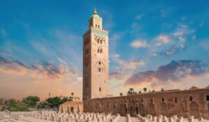 Koutoubia Mosque during sunset. Located at Marrakesh medina quarter