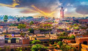 Panoramic views of Marrakech old medina, Morocoo