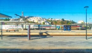 The platform of Ville railway station, Tangier, Morocco
