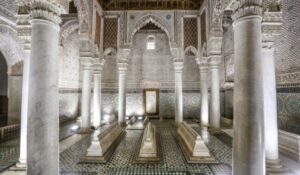 Saadian Tombs is a famous mausoleum in Marrakech, Morocco. 